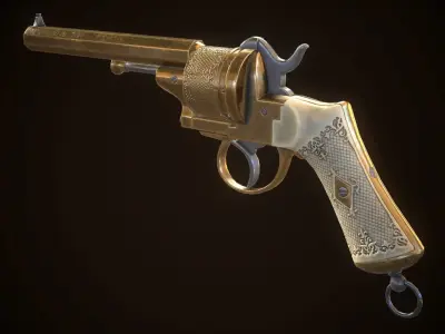 LEFAUCHEUX - Vintage Revolver Brass Low-poly 3D model
