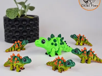 Flexi Mini stegosaurus Print In Place No Supports 3D print model