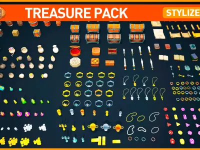 Fantasy Treasure Pack Low-poly 3D model
