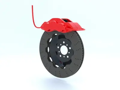 Car brake disc and caliper 3D model