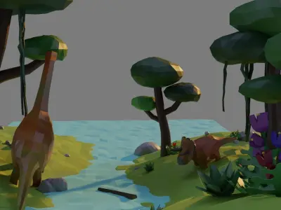 Dinosaur Board Low-poly 3D model