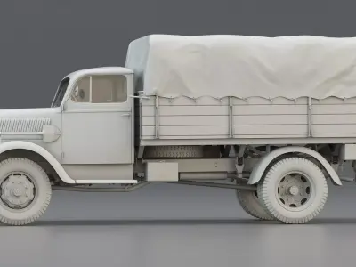 WWII German Army Cargo Truck 3t 3D model