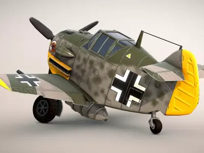 German Messerschmitt Bf-109 Toon Low-poly 3D model