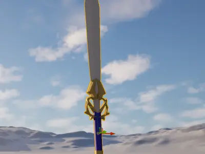 Ultra low poly metallic hero fantasy sword game-ready asset Low-poly 3D model