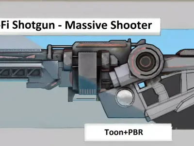 Sci-Fi Shotgun - Massive Shooter Low-poly 3D model