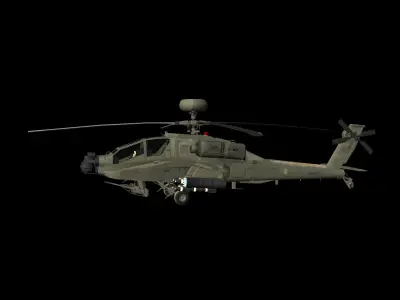 AH64E Apache Longbow Helicopter Green Hard Used 3D model