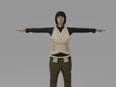 WW War Pilot Woman Low-poly 3D model