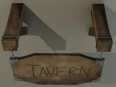 Tavern Sign Low-poly 3D model