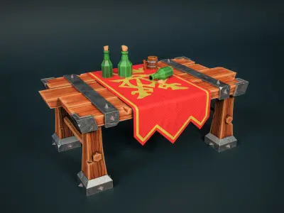 Stylized Table Free low-poly 3D model