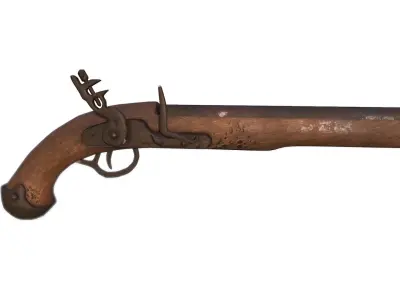 Musket Pistol Flintlock Gun Low-poly 3D model