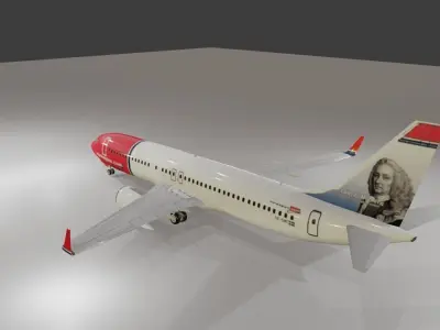 Norwegian Airlines Boeing 737-800 3D Model with cockpit Low-poly 3D model