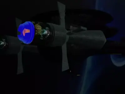 Spaceship with light 3D model