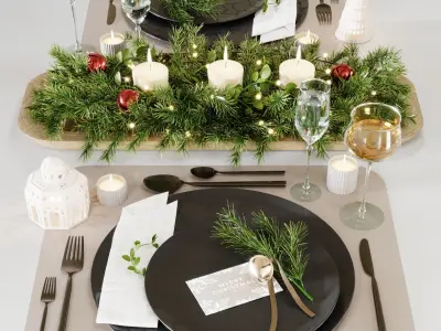 Christmas table setting Free 3D model