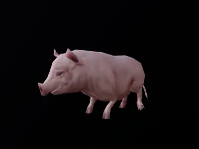 low-poly animated pig Low-poly 3D model