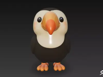 Cartoon Plush Toucan Low-poly 3D model