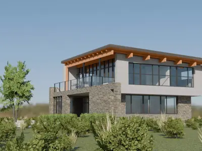 Two-Story Office Building Low-poly 3D model