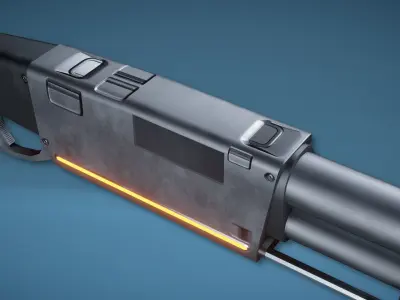 Futuristic Shotgun Low-poly 3D model