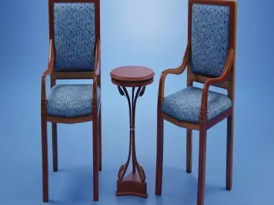Set Wooden Furniture 4 3D model