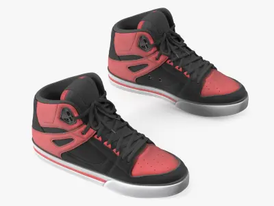 Skateboarding Street Shoes Black Red 3D model