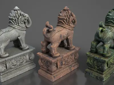 Ancient Khmer Statue19-250523 Low-poly 3D model