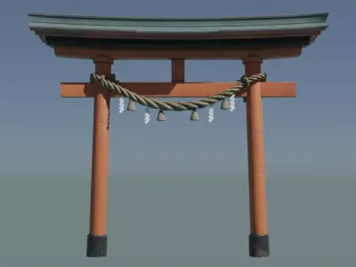 Japanese Red Torii Gate Low-poly 3D model