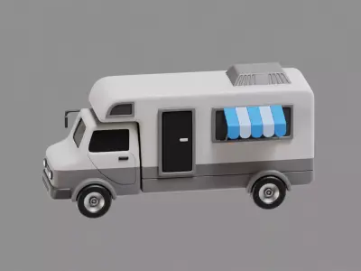 Caravan Cartoon Low-poly 3D model