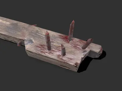 Nailed Plank Melee Weapon Low-poly PBR Free Free low-poly 3D model