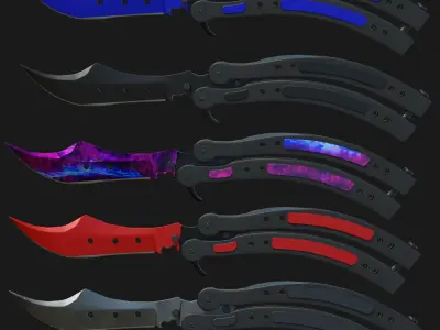 Military Knives Pack Low-poly 3D model