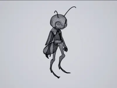 Humanoid Cricket Stylized Low-poly 3D model
