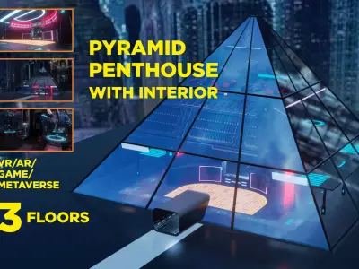 Penthouse full with interiors - VR world Low-poly 3D model