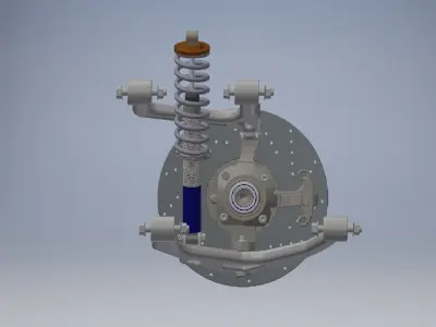 Front double wishbone car suspension 3D model