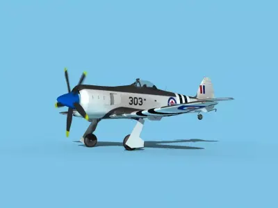 Hawker Sea Fury V14 RCAF 3D model