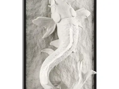 Fish wall art Low-poly 3D model