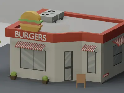 3d low poly burger house Low-poly 3D model