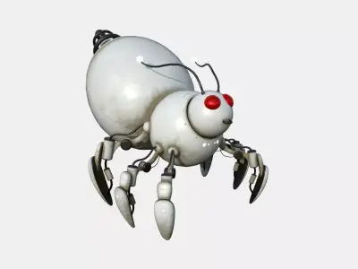 Cute Robot E03 White Dirt - SciFi Character Design Low-poly 3D model