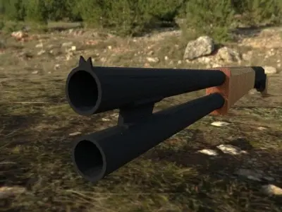 Shortgun wooden shotgun Low-poly 3D model