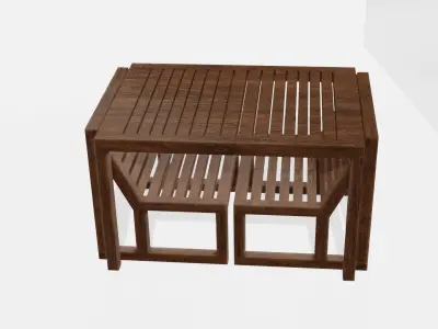 Wood table 3d model low poligon Free low-poly 3D model