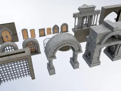 Medieval Doors Low-poly 3D model