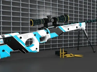 AWP model rifle with stripes Free 3D model