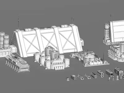 sci fi industrial objects 2 3D model