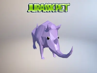 Woolly rhinoceros Low-poly 3D model