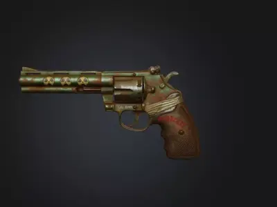 Post-Apocalyptic Magnum Revolver - Rusty Wasteland Pistol Low-poly 3D model