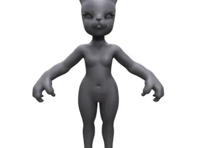 Demi-cat female character Free 3D model