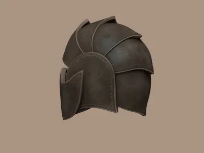 Leather Scales Medieval Helmet - Character Design Low-poly 3D model