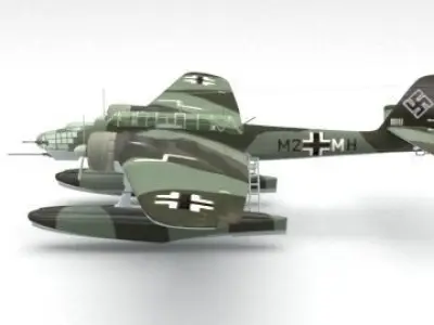 seaplane toy plane with propellers 3D model