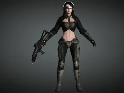 AAA Military Female Character 04 Low-poly 3D model