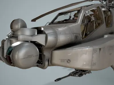 Apache AH-64D US Army Basic Animation Low-poly 3D model
