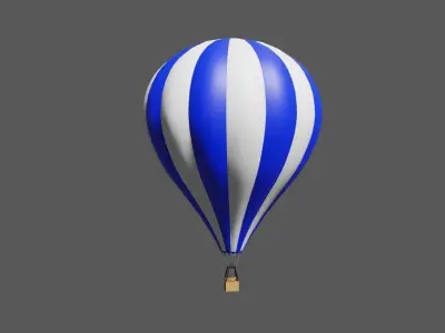 Blue Balloon Striped - Balao Azul Listrado Low-poly 3D model