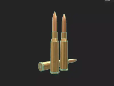 65x50mm Arisaka Ammo Low-poly 3D model