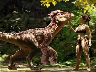 Feathered Raptor Rigged Blender Free 3D model